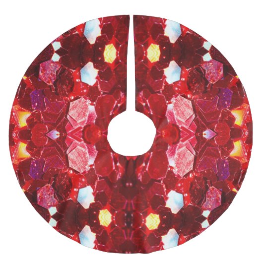 Rotes Mosaikbild glänzender Glitzer v3 Polyester Weihnachtsbaumdecke (Vorderseite)