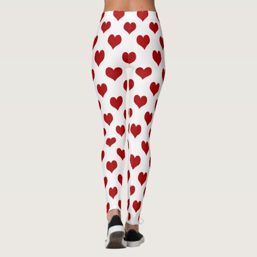 Rotes Mosaikherz Muster Leggings (Rückseite)