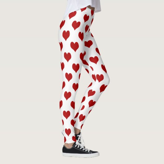 Rotes Mosaikherz Muster Leggings (Rechts)