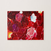 Rotes Mosaikhexagon abstrakt glänzende Glitzer-Mus Puzzle (Horizontal)
