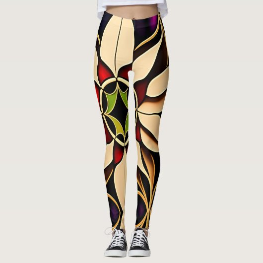 Rotes Mosaikmuster Leggings (Vorderseite)