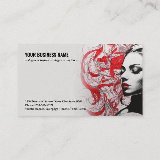 Rotes Motiv und Pflanze Silhouette Ornamental g654 Visitenkarte (Rückseite)