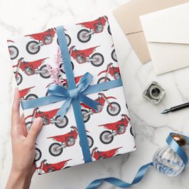Rotes Motocross-Geschenkpapier, Dirt-Bike-Geschenk Geschenkpapier
