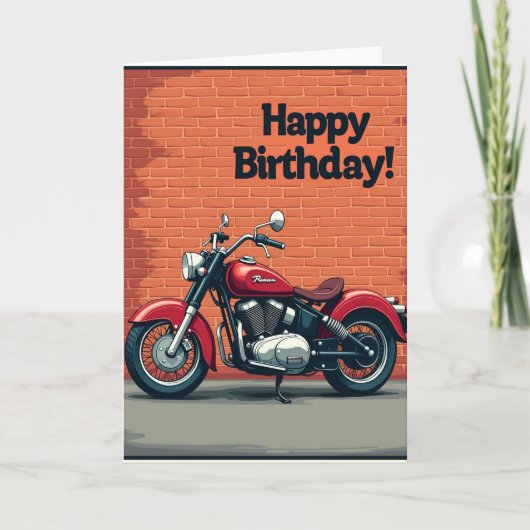 Rotes Motorrad-Geburtstagskarte Karte (Vorderseite)