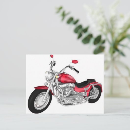 rotes Motorrad Postkarte (Stehend Vorderseite)