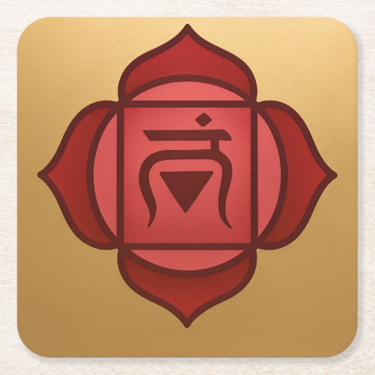 Rotes Muladhara Wurzelchakra Gold Untersetzer Set (Vorderseite)