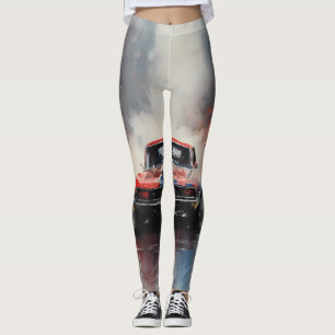 Rotes Muscle-Car frontal Leggings