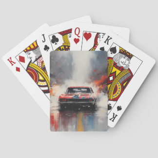 Rotes Muscle Car von vorne Spielkarten