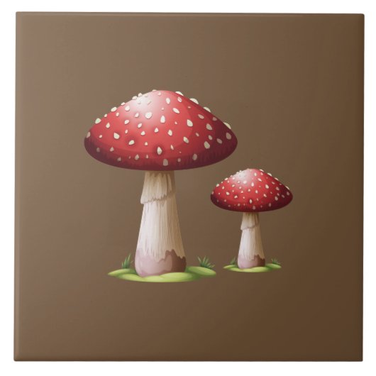 Rotes Mushroom-Set Fliese (Vorderseite)