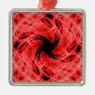 Rotes Muster Silbernes Ornament