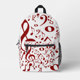 Rotes Muster-Sound-Noten Bedruckter Rucksack
