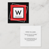 Rotes mutiges geometrisches quadratisches quadratische visitenkarte (Vorne/Hinten)