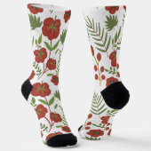 Rotes, nahtloses Muster auf weißem Hintergrund Socken (Gewinkelt)