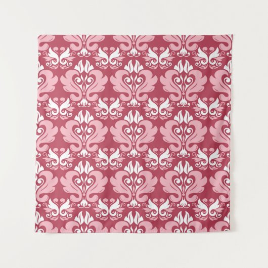 Rotes, nahtloses Muster. Hellrot und beige co Wandteppich (Vorderseite)