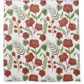 Rotes, nahtloses Muster mit weißem Hintergrund Duschvorhang (Vorderseite)