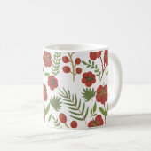 Rotes, nahtloses Muster mit weißem Hintergrund Kaffeetasse (VorderseiteRechts)