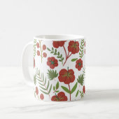 Rotes, nahtloses Muster mit weißem Hintergrund Kaffeetasse (Vorderseite Links)