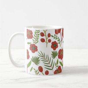 Rotes, nahtloses Muster mit weißem Hintergrund Kaffeetasse