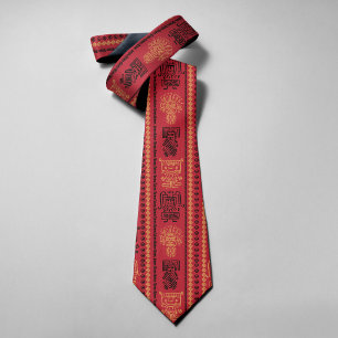 Rotes natives Muster ethnischer Stamm Boho-Kultur Krawatte
