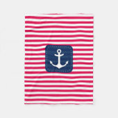 Rotes Nautischweiß Stripes Fleecedecke (Vorderseite)