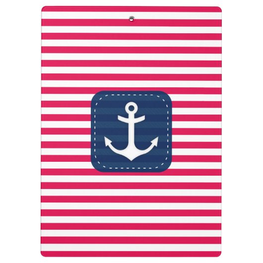 Rotes Nautischweiß Stripes Klemmbrett (Rückseite)