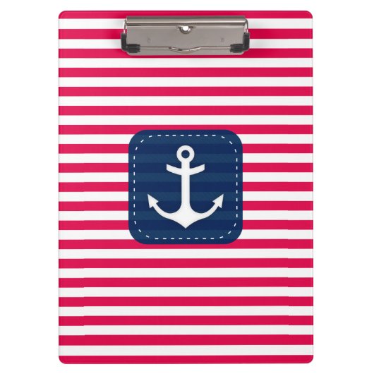 Rotes Nautischweiß Stripes Klemmbrett (Vorderseite)