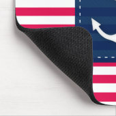 Rotes Nautischweiß Stripes Mousepad (Ecke)