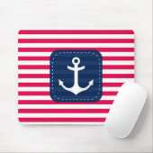 Rotes Nautischweiß Stripes Mousepad (Mit Mouse)