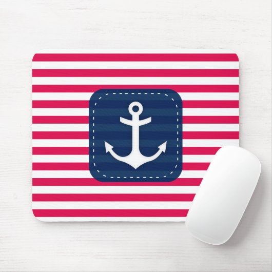 Rotes Nautischweiß Stripes Mousepad (Mit Mouse)