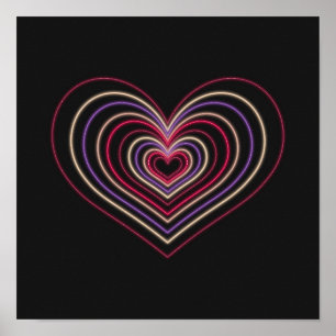 Rotes Neon-Herz-Wandkunst-Poster Poster