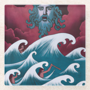 Rotes Neptun-Ölgemälde Glasuntersetzer
