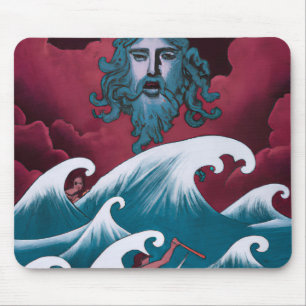 Rotes Neptun-Ölgemälde Mousepad