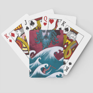 Rotes Neptun-Ölgemälde Spielkarten
