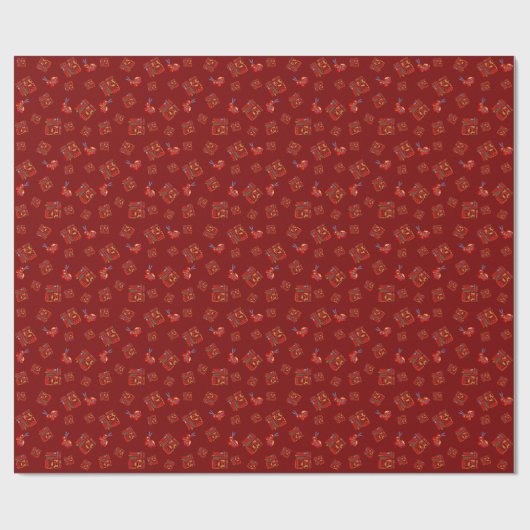 Rotes neues Jahr 福 Segen Rabbit Wrapping Paper Geschenkpapier (Flach)