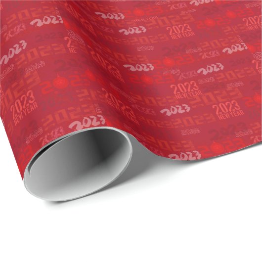Rotes Neujahrspapier 2023 Geschenkpapier (Rolleneckpunkt)