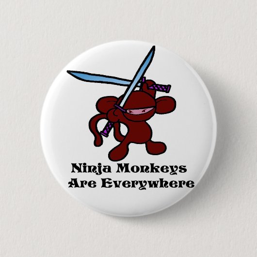 Rotes Ninja obenliegend Button (Vorderseite)