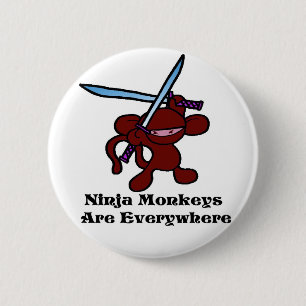Rotes Ninja obenliegend Button