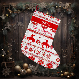 Rotes nordisches Rodeo-Cowboy-Reiter-Christmas Großer Weihnachtsstrumpf