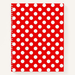 Rotes Notebook mit großen weißen Polka-Punkten Notizblock