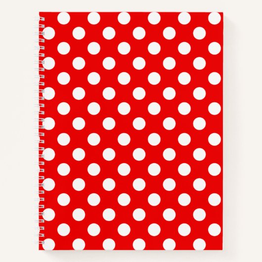 Rotes Notebook mit großen weißen Polka-Punkten Notizblock (Vorderseite)