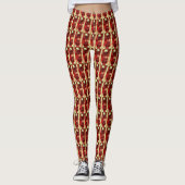 Rotes Nussknacker-Muster Leggings (Vorderseite)
