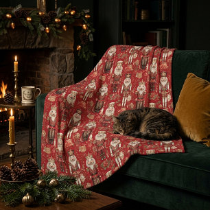 Rotes Nussknacker-Muster Weihnachten Fleecedecke