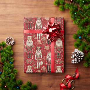 Rotes Nussknacker-Muster Weihnachten Geschenkpapier