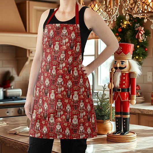 Rotes Nussknacker-Muster Weihnachten Schürze