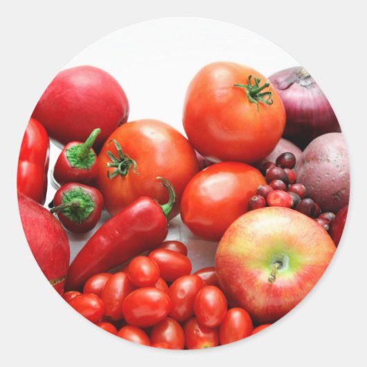 Rotes Obst und Gemüse Runder Aufkleber (Vorderseite)
