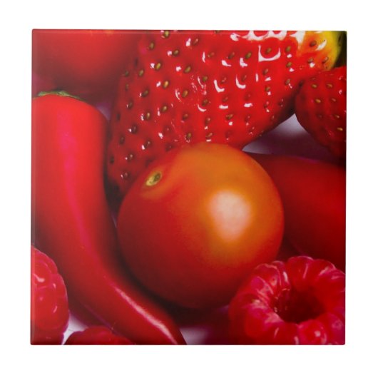 Rotes Obst und Gemüse - Tile/Trivet Fliese (Vorderseite)