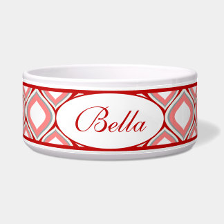 Rotes Ogee Personalisierte Keramik Dog Bowl Napf
