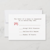 Rotes Öl Laterne Camping / Outdoor Wedding R.S.V.P RSVP Karte (Rückseite)