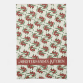 Rotes Oliven Muster Gelbe Küchentücher (Vertikal)