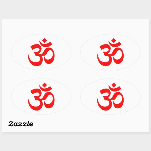 Rotes Om Symbol Ovaler Aufkleber (Blatt)